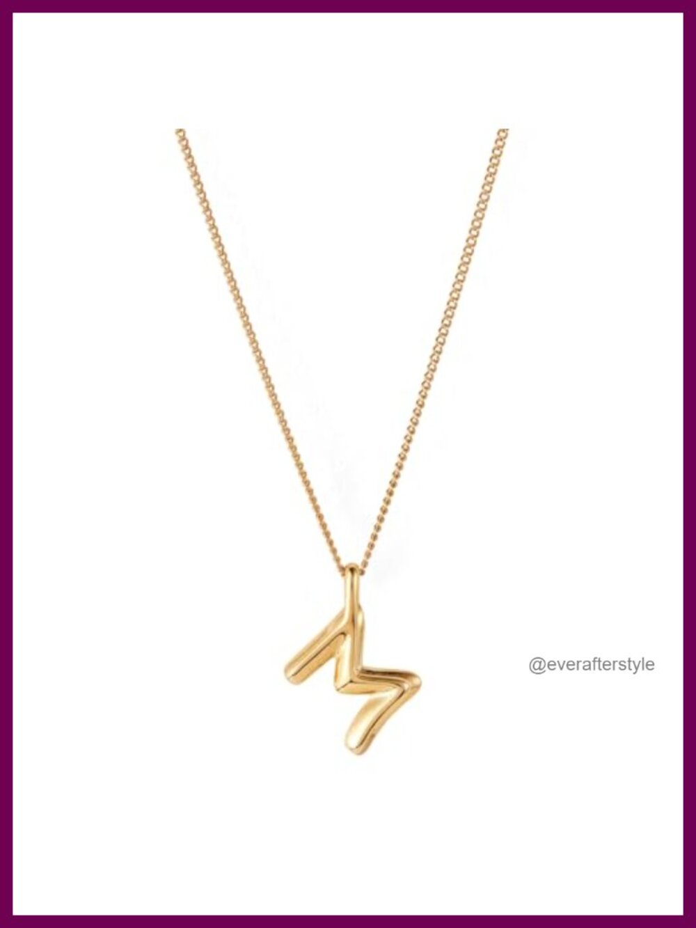 Gold Plated Monogram Pendant Necklace Letter M Delicate Cable Chain